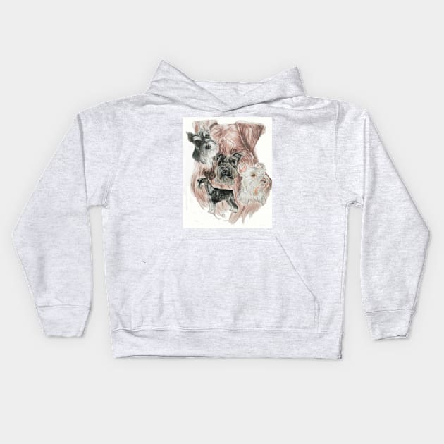 Miniature Schnauzer Medley Kids Hoodie by BarbBarcikKeith